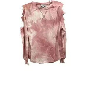 L Love mauve tie dyed slashed sleeve top, Size Small, NWT​​​​​​​​